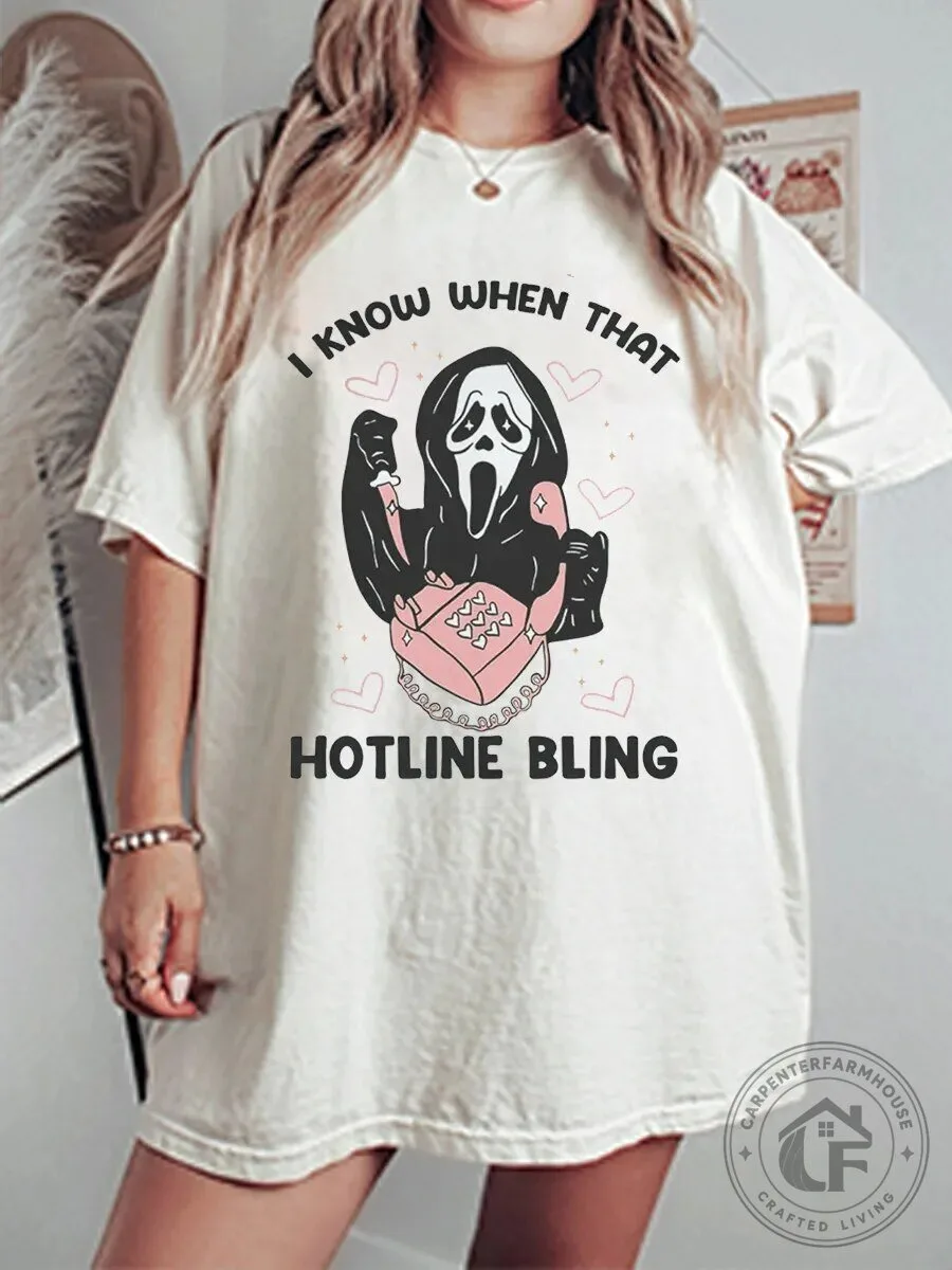 Hotline Bling Ghost Face Scream Movie Halloween Oversized T-Shirt 2 Hotline Bling Ghost Face Scream Movie Halloween Oversized T-Shirt