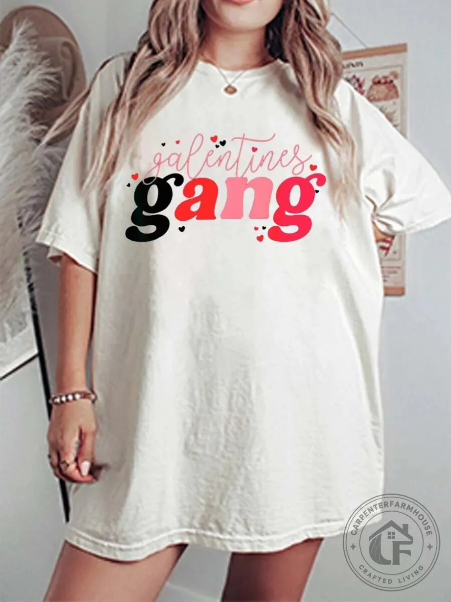 Galentines Gang Vintage Oversized Graphic T-Shirt